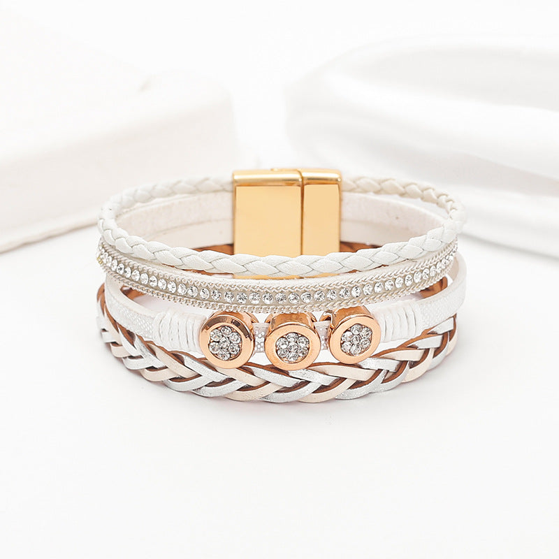 Wholesale PU leather woven bracelet,  Bohemian style bracelet